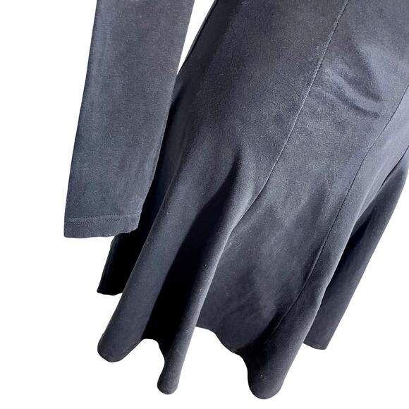 Vintage 90s Women's Tina Hagen Black Long sleeve Fit & Flare Mini Dress Gold Zip - Picture 6 of 11